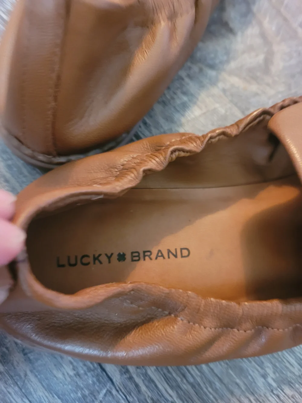 Lucky Brand Tawny Brown Leather Size 8.5 Ballet Flats Round Toe Casual Staple